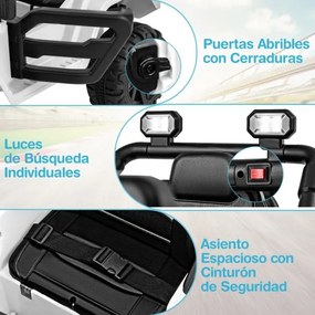 Carro elétrico para crianças de 12 V com 3 velocidades, música e luzes LED 99 x 62 x 62 cm branco