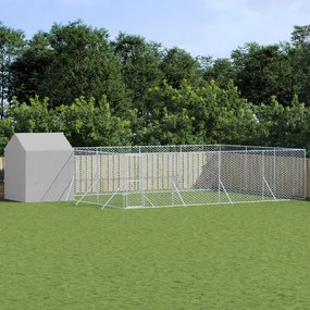 vidaXL Canil de exterior com teto 10x6x2,5 m aço galvanizado prateado