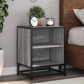 vidaXL Mesa de cabeceira sonoma 40x31x50 cm madeira e metal cinzento