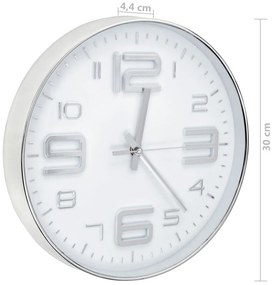 Relógio de parede 30 cm prateado
