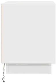 Mesa de cabeceira com luzes LED Branca 44x34,5x45 cm