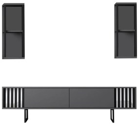 **** Conjunto de Móveis de Sala Chrome Line Set – Antracite Preto – TV