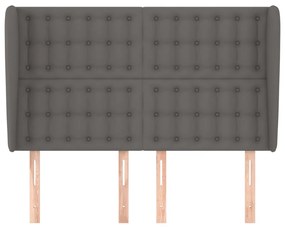 Cabeceira cama c/ abas couro artif. 147x23x118/128 cm cinzento