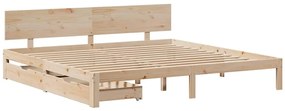 Estrutura de cama c/ gavetas 180x200 cm madeira de pinho maciça