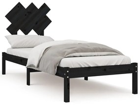 Estrutura de cama pequena solteiro 75x190 cm madeira preto