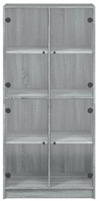 Armário alto com portas derivados de madeira cinzento sonoma