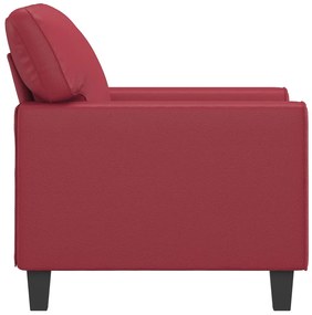 Poltrona 60 cm couro artificial vermelho tinto