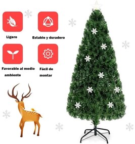 Árvore de Natal Artificial 180cm com Base de Fibra de Vidro Iluminada Mudança de Cor para Decoração de Natal em Casa e Festas