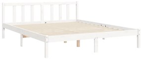 Estrutura de cama King Size com cabeceira madeira maciça branco