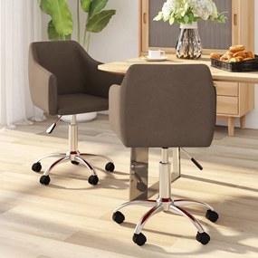 vidaXL Cadeiras de jantar giratórias 2 pcs tecido castanho