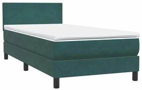 Cama com molas/colchão verde-escuro 80x210 cm veludo