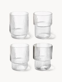 Copos de água de vidro artesanais canelados Ripple, 200 ml, conjunto de 4