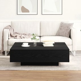 Mesa de Centro em Madeira de Carvalho Preta 100x100x31 cm