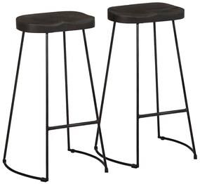 Banquetas de Bar 2 pcs Pretas Madeira Maciça de Mangueira