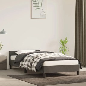 Estrutura de cama c/ cabeceira 90x200 cm veludo cinzento-escuro