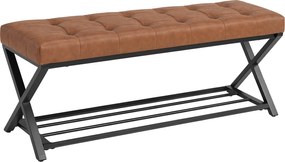 HOMCOM Banco para sapatos, banco de entrada com estofado em couro sintético, 112 x 37 x 47 cm, marrom | Aosom Portugal