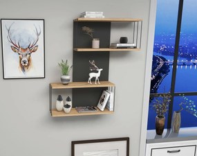 Prateleira de Parede Destan – Antracite e Carvalho – 65x96x19 cm