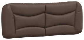 Estrutura cama c/ luzes LED 140x200cm couro artificial castanho