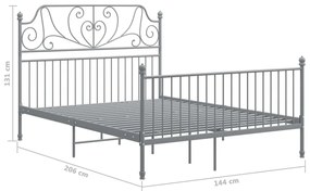 Estrutura de cama sem colchão 140x200 cm metal cinzento