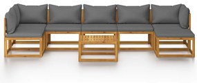 8 pcs conjunto lounge de jardim com almofadões acácia maciça