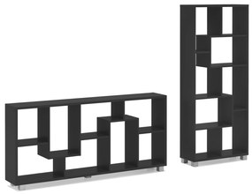 Estante de design de sala, cor preta, medidas: 68,5 x 161 x 25 cm de profundidade