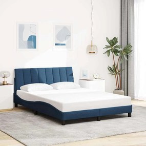 vidaXL Estrutura de cama sem colchão Hanko 140x200 cm tecido azul