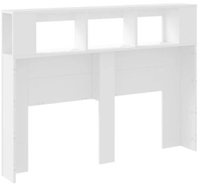 Cabeceira cama c/ LEDs 140x18,5x103,5 cm deriv. madeira branco