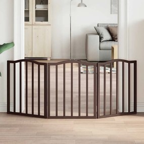 vidaXL Portão para cães dobrável 3 painéis 150 cm álamo castanho