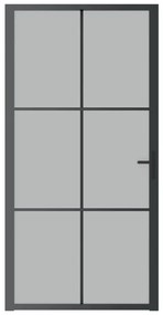 Porta de interior 102,5x201,5 cm vidro mate e alumínio preto