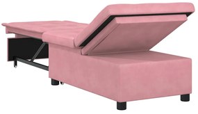 Sofá-cama 3 em 1 Design Retrátil Veludo Rosa