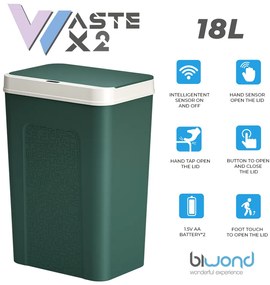Caixote Lixo Inteligente com Sensor 18L Verde Biwond