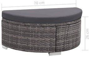 8 pcs conjunto lounge de jardim c/ almofadões vime PE cinzento