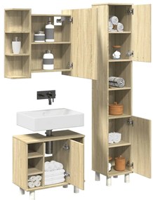 vidaXL 3 pcs conj. móveis casa banho derivados madeira carvalho sonoma