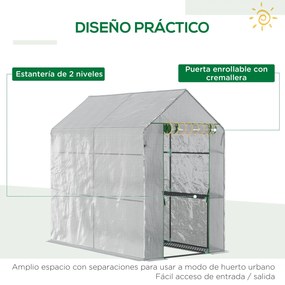 Outsunny Estufa de Jardim Estufa Caseira com 4 Prateleiras Porta Enrol