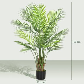 Planta artificial de interior de 120 cm, palmeira artificial com vaso de plástico e acabamento flocado, verde