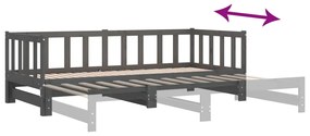 Estrutura sofá-cama de puxar 2x(90x190) cm pinho maciço cinza