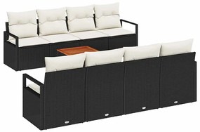 Conjunto de Sofás de Jardim 9 pcs Preto, branco Largo