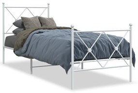 376559 vidaXL Estrutura de cama com cabeceira e pés 75x190 cm metal branco