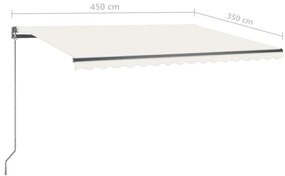 Toldo retrátil manual com LED 450x350 cm cor creme
