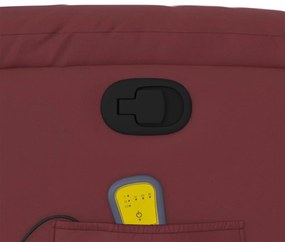 Poltrona massagens reclinável couro artificial vermelho tinto