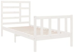 Estrutura de cama solteiro 90x190 cm madeira maciça branco