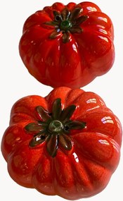 Saleiro e pimenteiro artesanal com forma de tomate Napoli, conjunto de 2