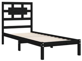 Estrutura cama pequena solteiro 75x190 cm madeira maciça preto