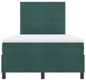 Cama Box com Colchão e LED Verde Escuro 120x190 cm Veludo