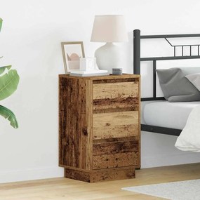 vidaXL Mesa de Cabeceira com LED Madeira Velha 39x34,5x65 cm Madeira de Engenharia