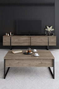 Conjunto de Mobiliário de Sala Luxe – Nogueira/Preto – Console 160x35x