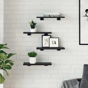 Placas de Estante - 4 pcs em Carvalho Preto, 40x20x1,5 cm, feitas de m