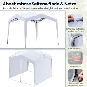 Tenda 3x3 m dobrável jardim, festas, eventos com redes mosquiteiras, bolsa de transporte, 8 estacas e 4 cordas para vento impermeável Branca