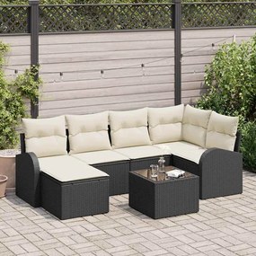 vidaXL Conjunto de Sofá de Jardim 7 pcs Preto vime PE