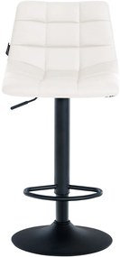 Conjunto de 2 bancos altos Jerry em couro sintético com estrutura preta 87-108,5 x 43 x 46,5 cm Branco